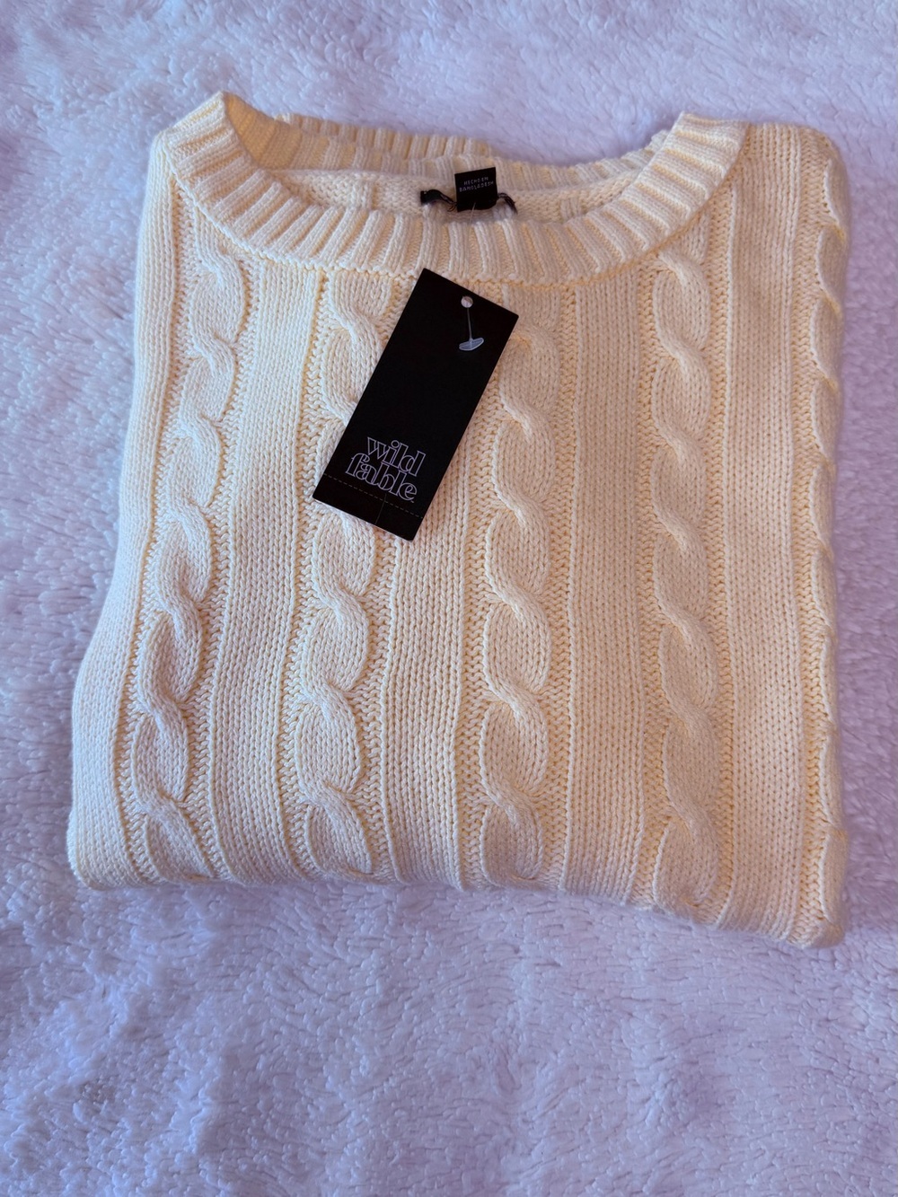 wild fable Yellow/Pid Cable Knit Crewneck Sweater - Picture 3 of 7